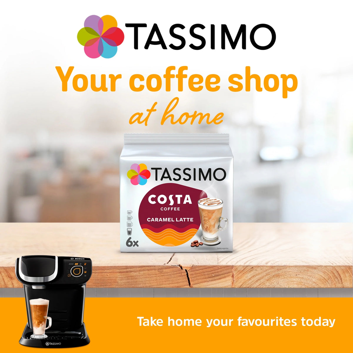Costa Caramel Latte Coffee Pods X 6 by TASSIMO