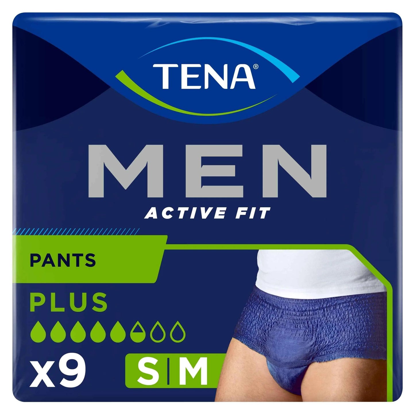 Men Active Fit Incontinence Pants Plus Size Medium 9 Pack by TENA