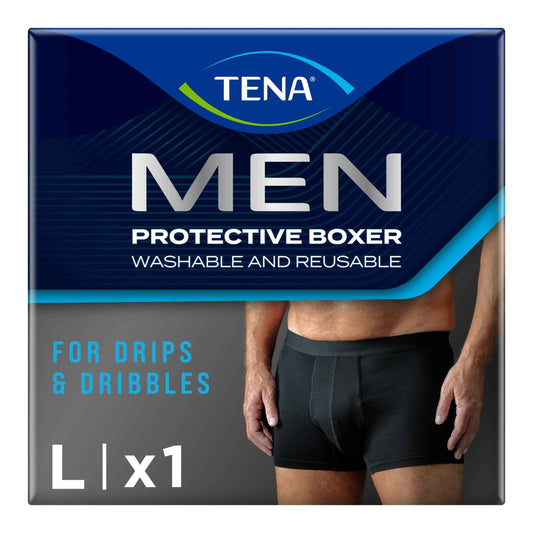 Men Washable Incontinence Boxer Black by TENA