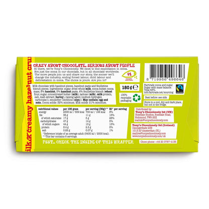 Chocolonely Milk Chocolate Creamy Hazelnut Crunch 180g by TONY'S