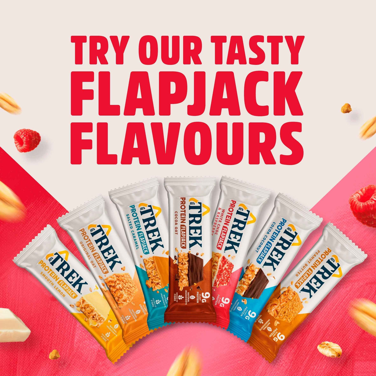 White Choc & Raspberry Protein Flapjacks by TREK