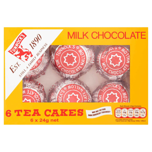 Milk Chocolate Tea Cakes 6 X 24g by TUNNOCK'S