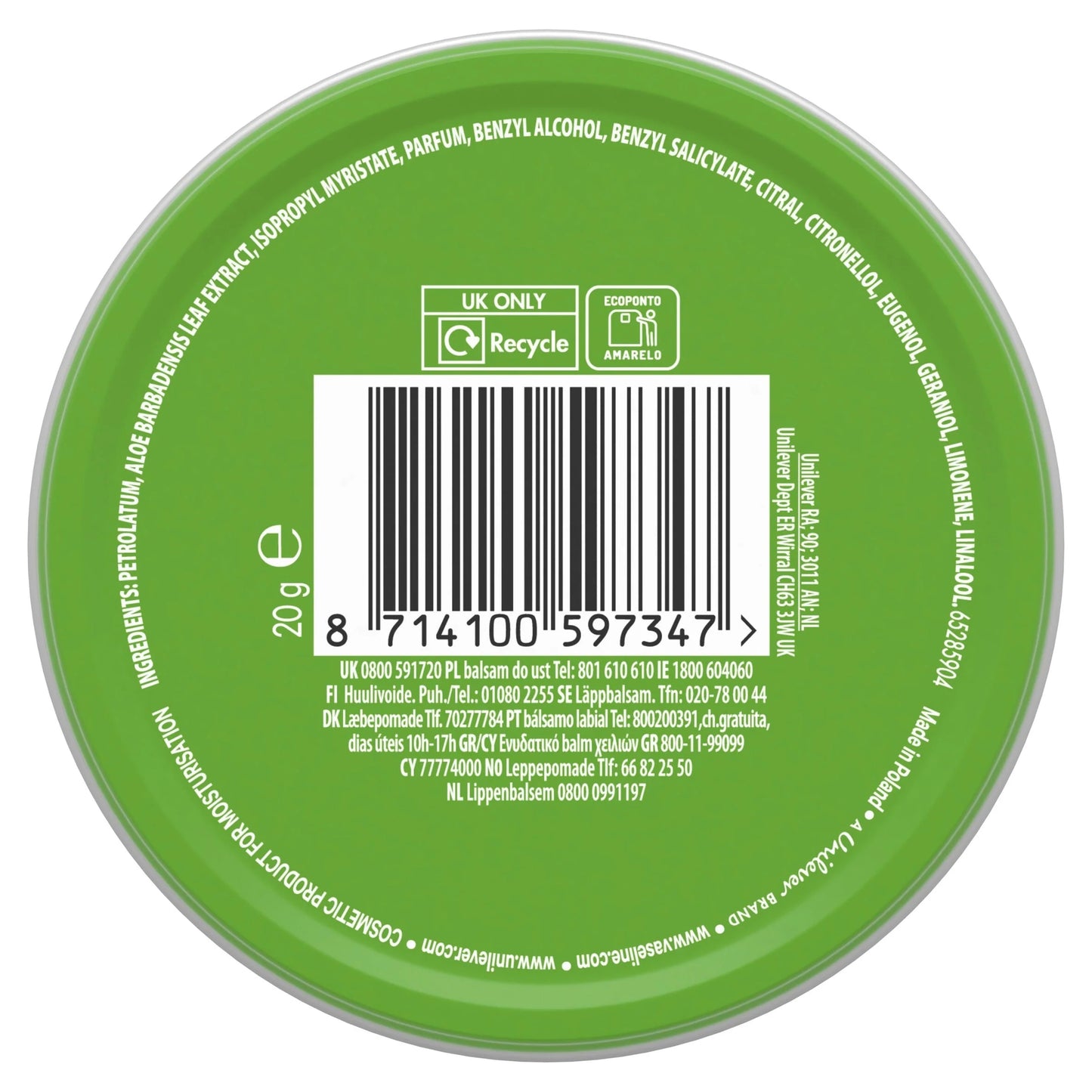 Lip Therapy Aloe Vera 20g by Vaseline
