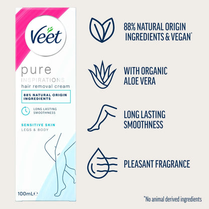 Pure Hair Removal Cream Legs & Body Sensitive 100ml by VEET