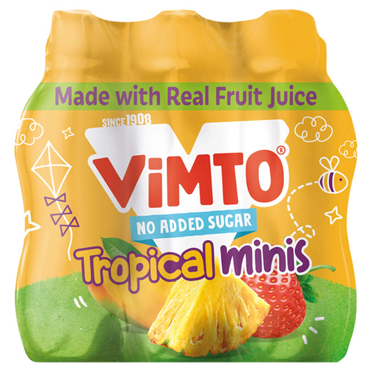 No Added Sugar Tropical Minis Mixed Fruit Juice Drink 6 X by VIMTO