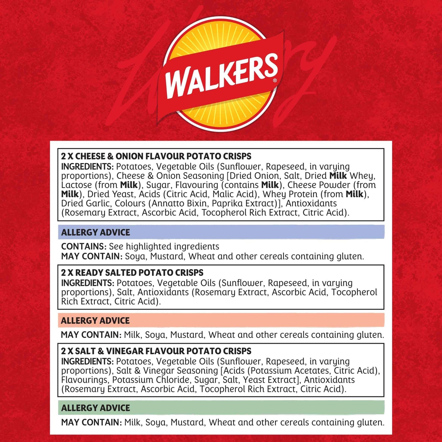 Classic Variety Multipack Crisps 6x25g by WALKERS