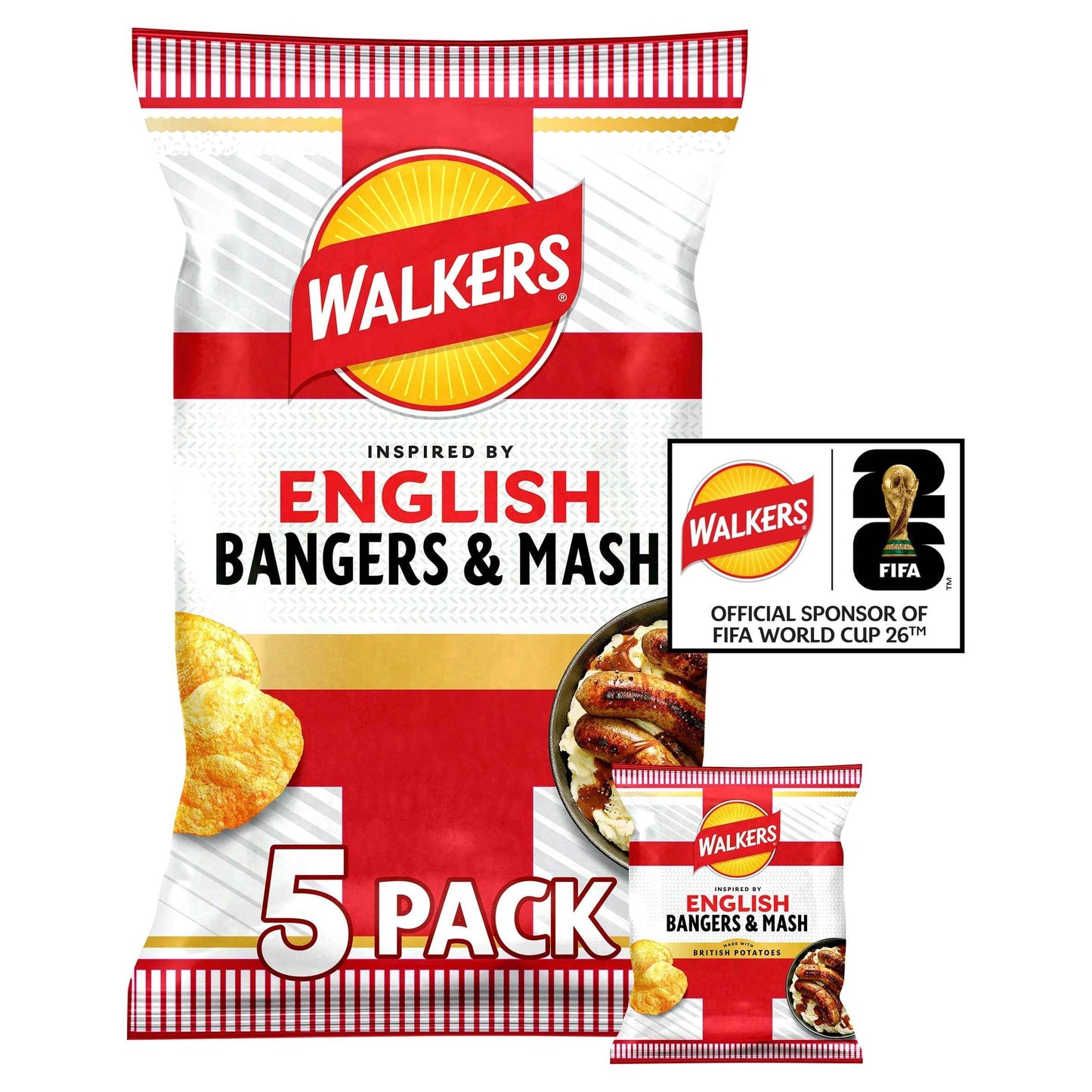 English Bangers & Mash Crisps 5x25g by WALKERS