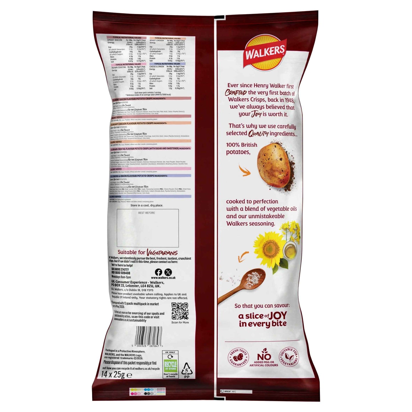Meaty Variety Multipack Crisps 14x25g by WALKERS