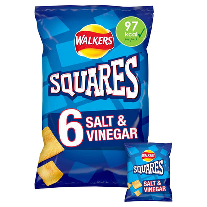 Squares Salt & Vinegar Multipack Crisps 6x22g by WALKERS