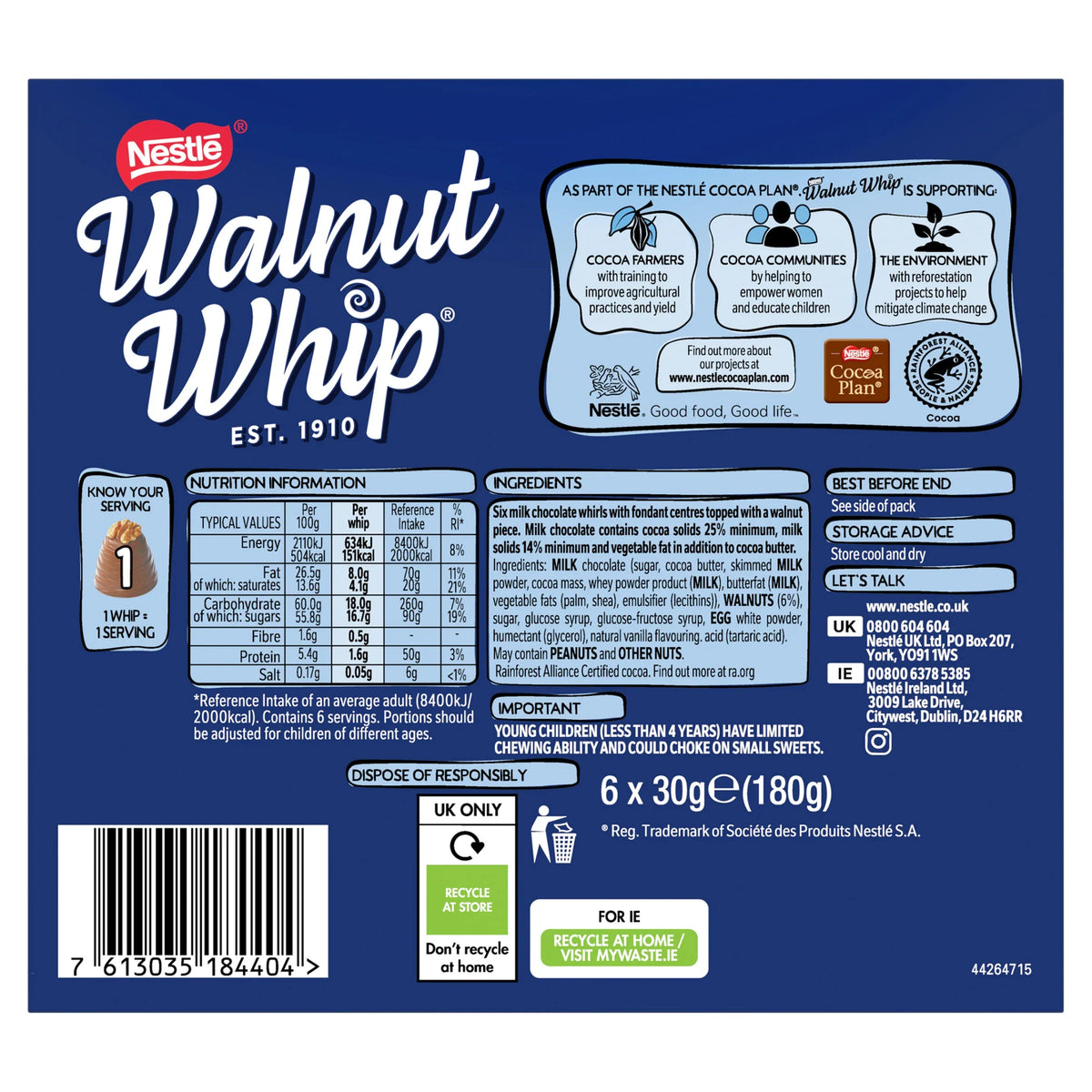 Walnut Whip 6 Pack 180g by Nestle at The British Vault