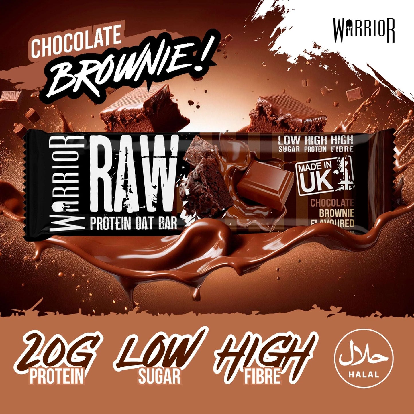 Raw Prtn Flapjack Chocolate Brownie by WARRIOR