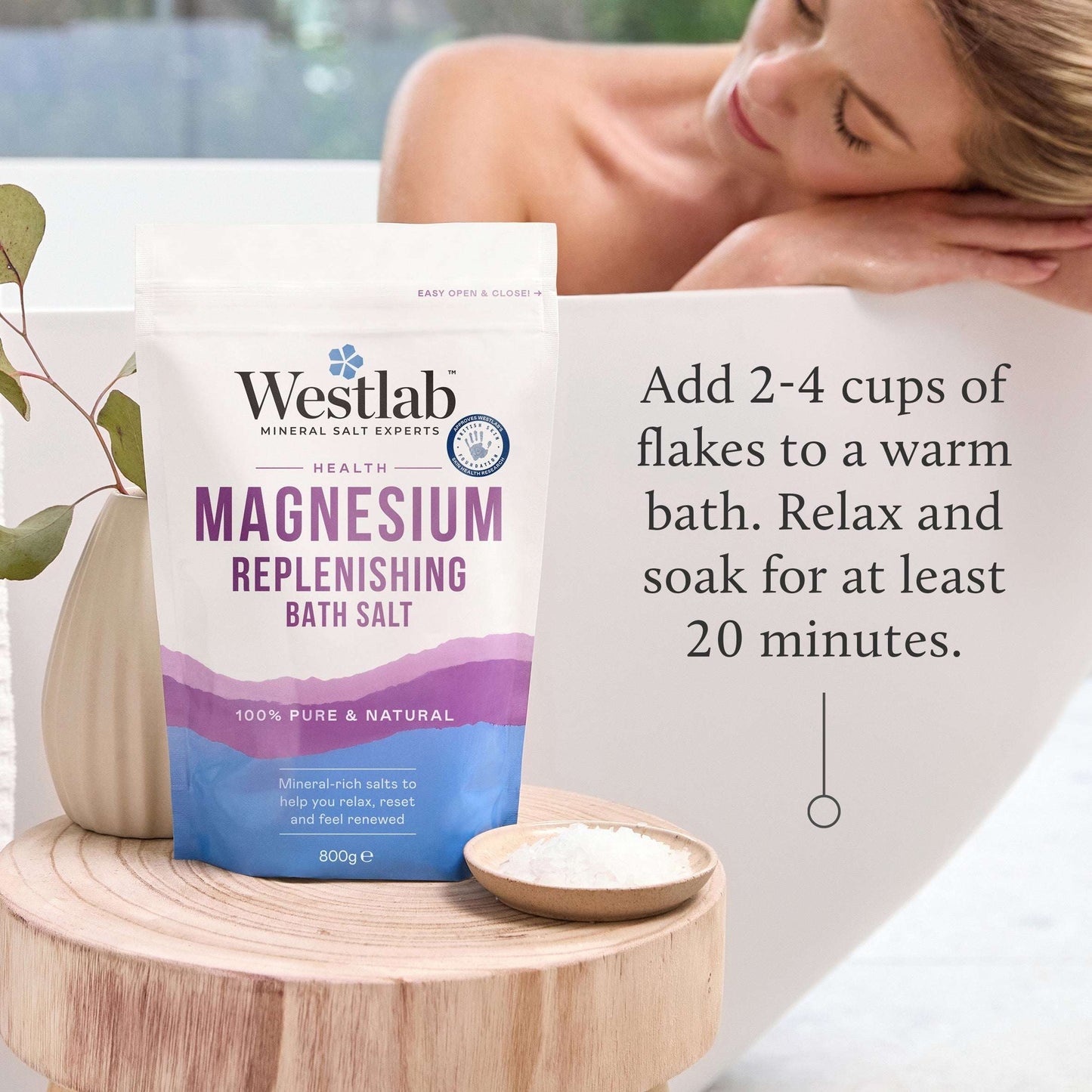 100% Pure Magnesium Flakes Bath Soak 800g by WESTLAB