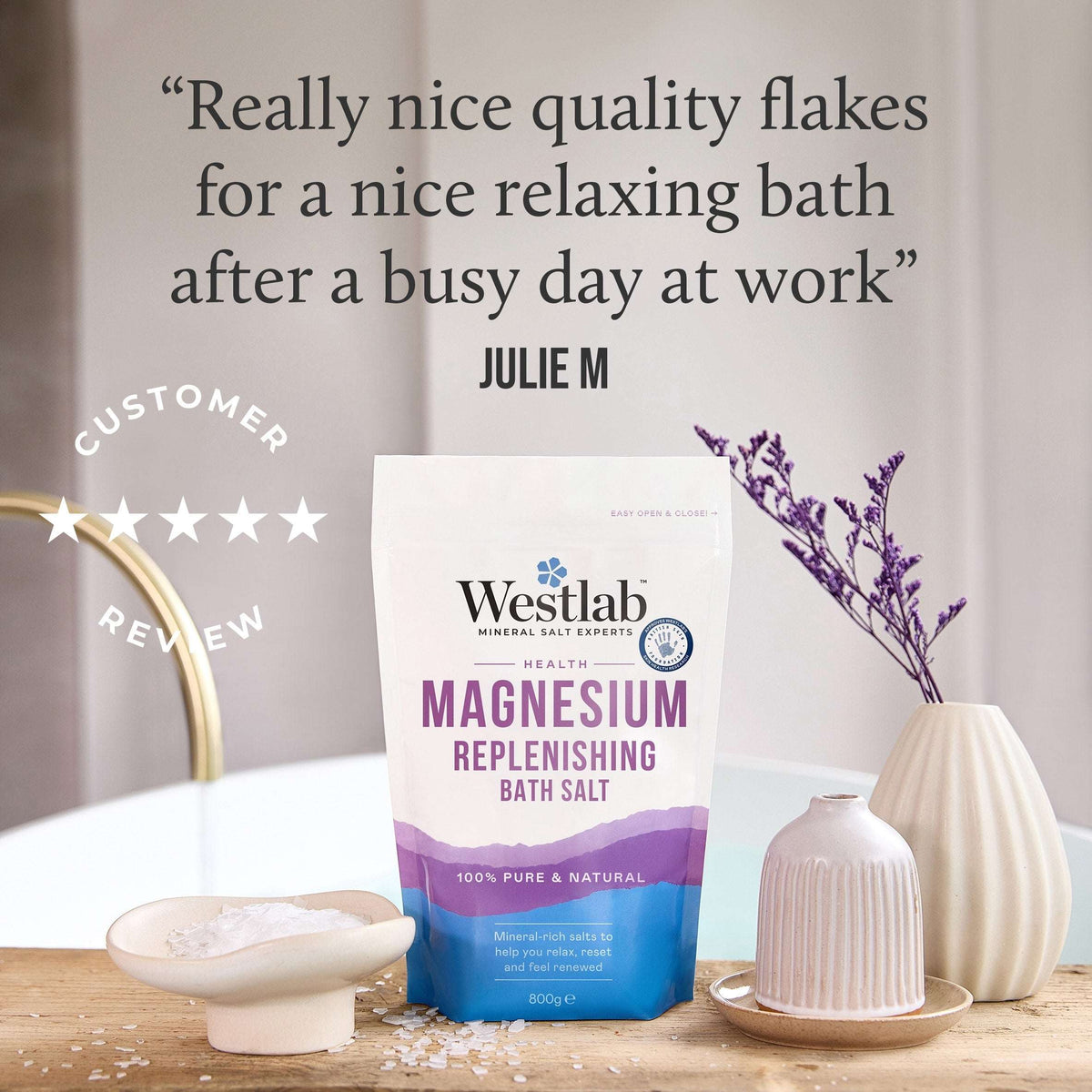 100% Pure Magnesium Flakes Bath Soak 800g by WESTLAB