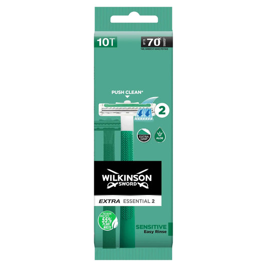Essentials 2 Sensitive Men's Disposable Razors 10 by WILKINSON SWORD