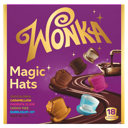 Magic Hats 18 Chocolates 174g by WONKA at The British Vault
