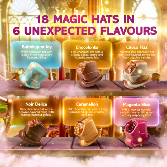 Magic Hats 18 Chocolates 174g by WONKA at The British Vault