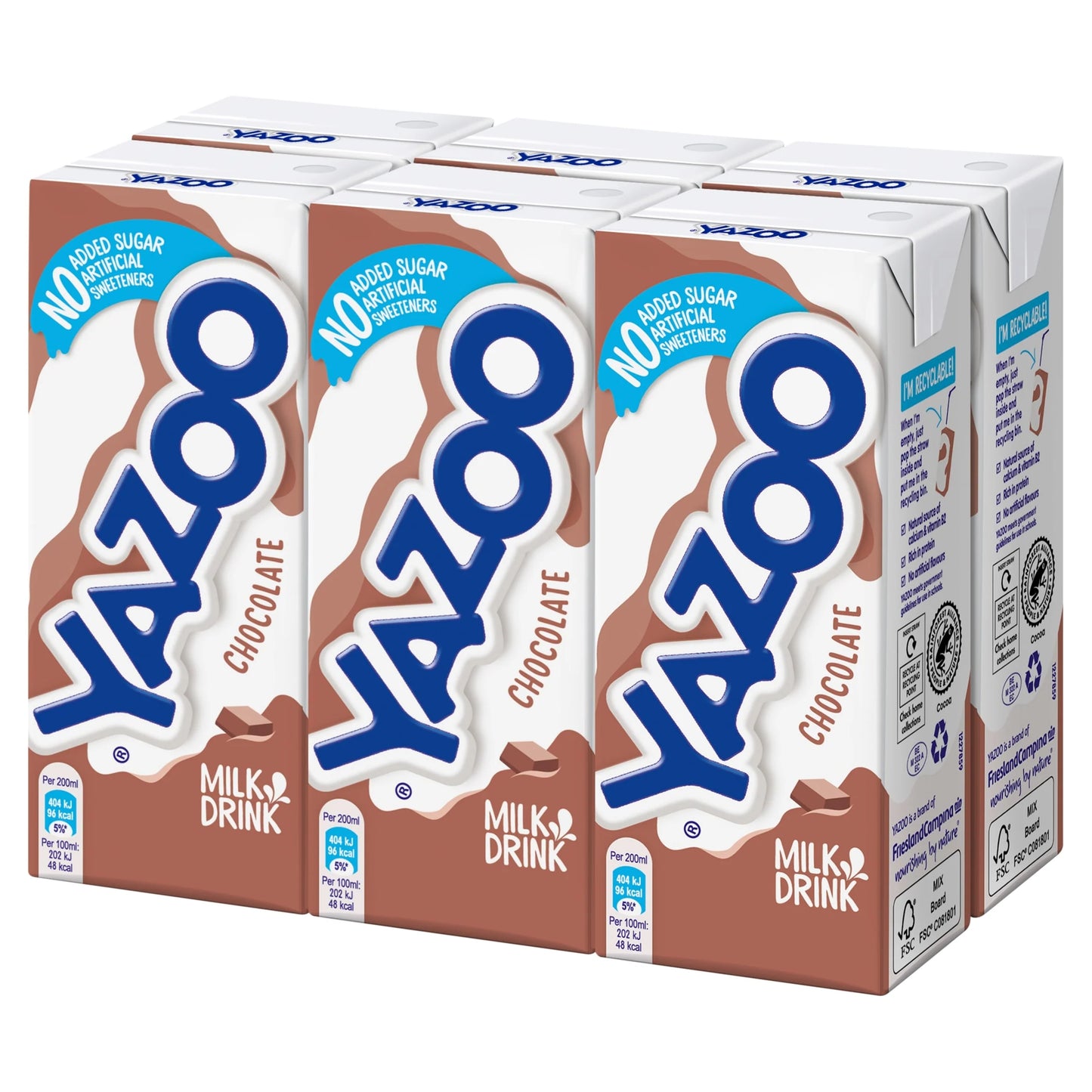 No Added Sugar Chocolate Milk Drink 6 X 200ml by YAZOO