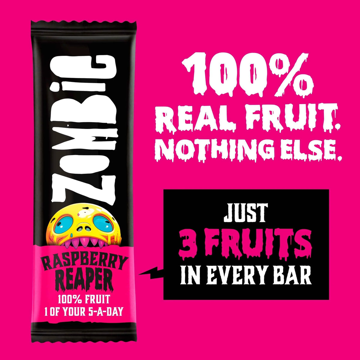 Raspberry Fruit Snack Bar Multipack 4x25g by ZOMBIE