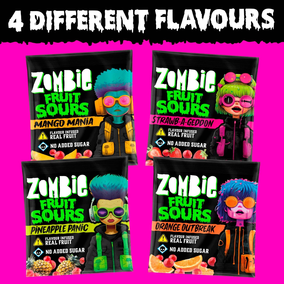 Sour Fruits Variety Multipack 4x20g by ZOMBIE
